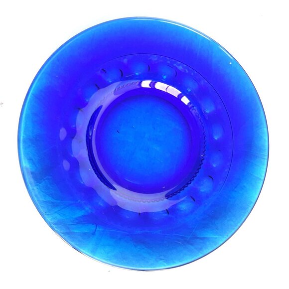 Set Of 4 Indiana Glass Cobalt Blue Kings Crown Salad Dessert Plates - Picture 3 of 5